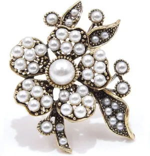 Fashion Jewelry Vintage Brooch Pins Crystals Imitation Pearl Flower Brooch Wedding Accessories (Color : A, Size : 4.8cm*4.0cm)