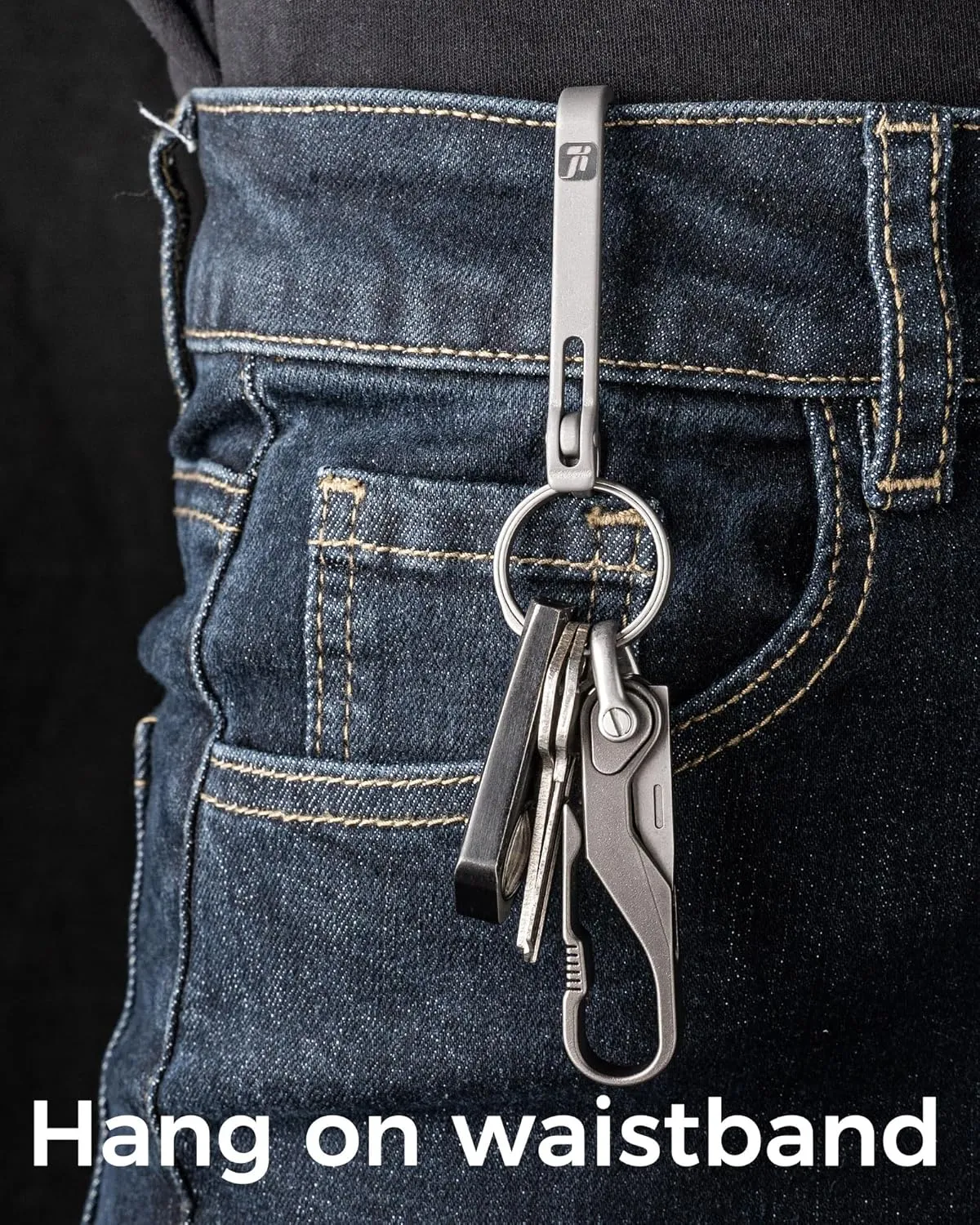 FEGVE Titanium Key Belt Clip Keychain Clip for Men, Belt Loop Key Ring Chain Holder Key Hook for Pants Purse