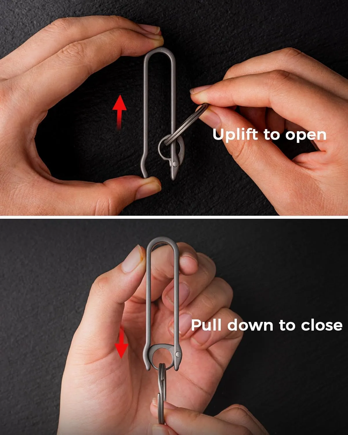 FEGVE Titanium Key Belt Clip Keychain Clip for Men, Belt Loop Key Ring Chain Holder Key Hook for Pants Purse