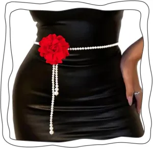 Florry Pearl Body Chain Waist Chain Flower Belly Chain for the Waist Pearl Chain Belts Waist Jewelry for Women