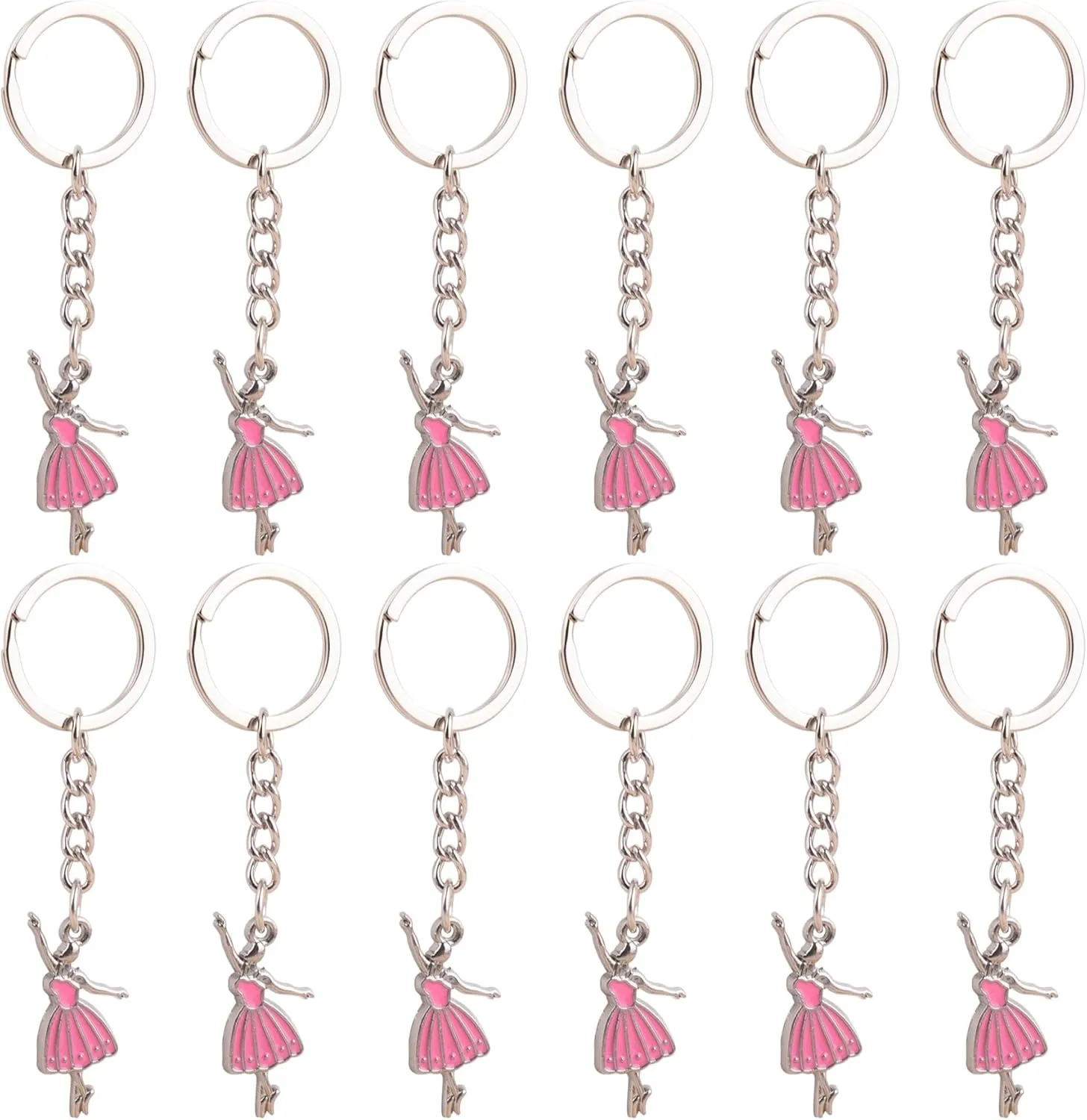 Framendino, 12 Pack Ballerina Dancer Keychains Ballet Dancing Key Chain for Handbag Women