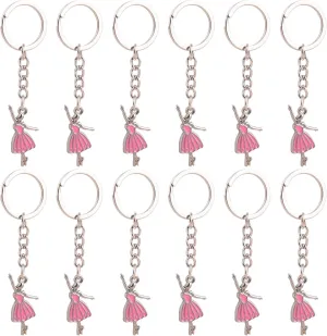 Framendino, 12 Pack Ballerina Dancer Keychains Ballet Dancing Key Chain for Handbag Women
