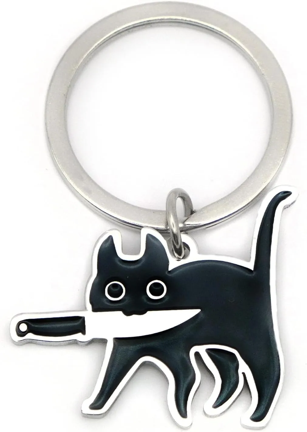 Funny Cat Lover Gifts for Women Men Christmas Stocking Stuffer Halloween Basket Gift Black Cat Decor Gift for Him Her Cat Dad Mom Cool Cat Keychain Valentine Birthday Gift for Boys Girls Friends