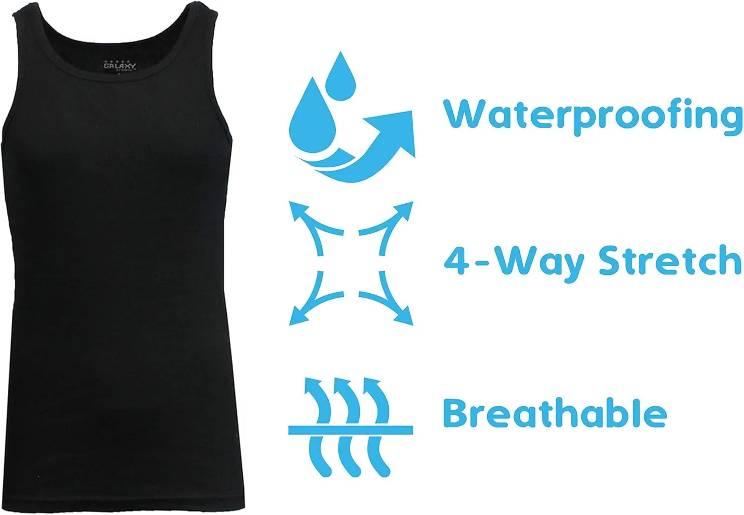 Galaxy by Harvic Single and 3-Pack Mens Heavy-Weight Ribbed Tank Tops