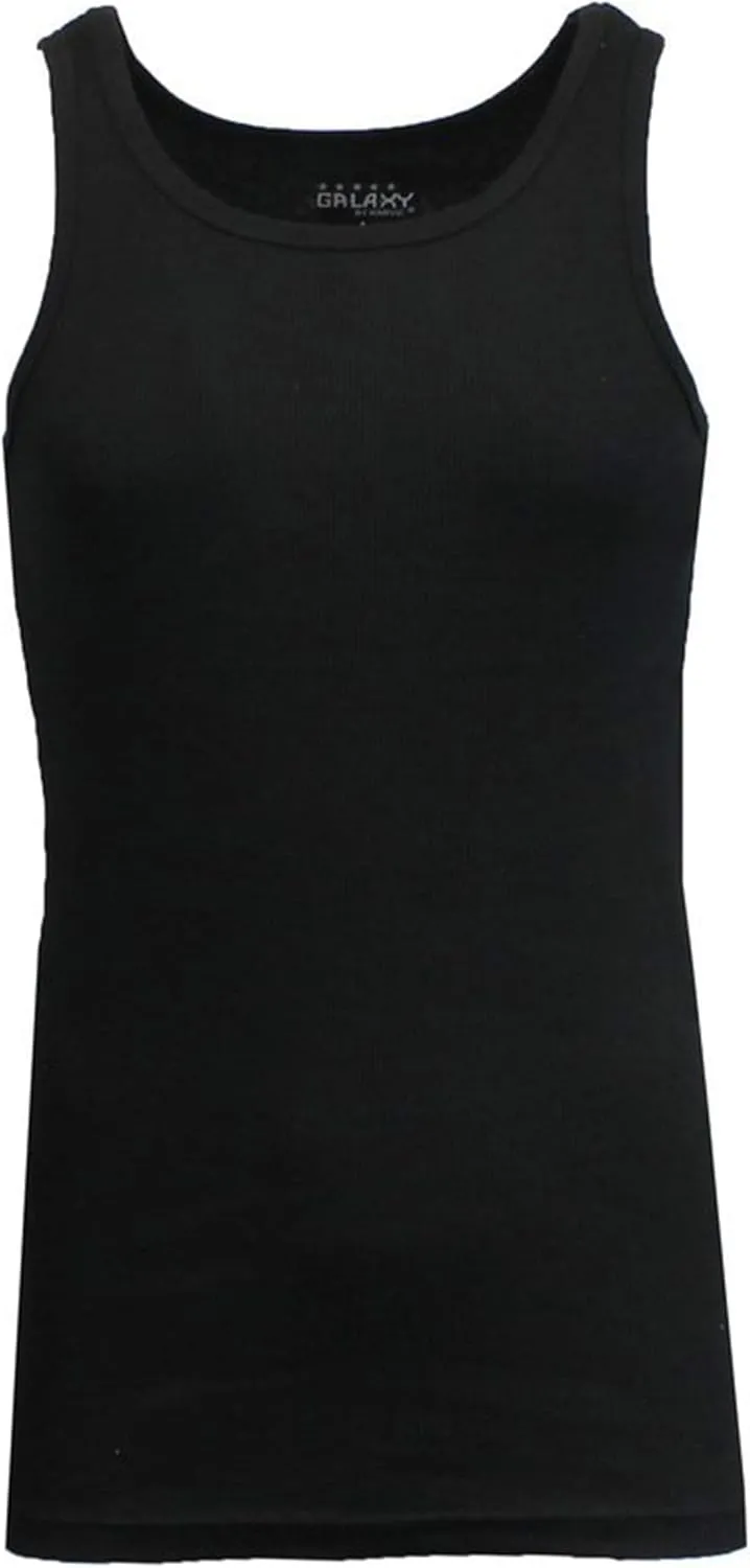 Galaxy by Harvic Single and 3-Pack Mens Heavy-Weight Ribbed Tank Tops