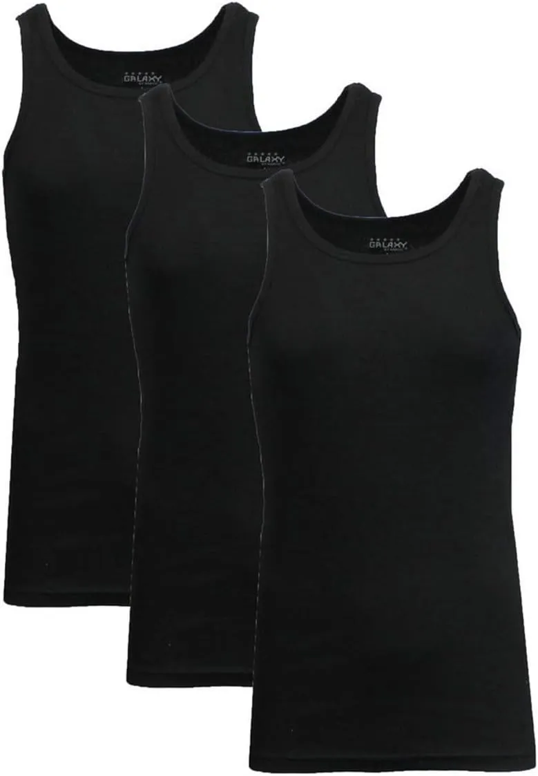 Galaxy by Harvic Single and 3-Pack Mens Heavy-Weight Ribbed Tank Tops