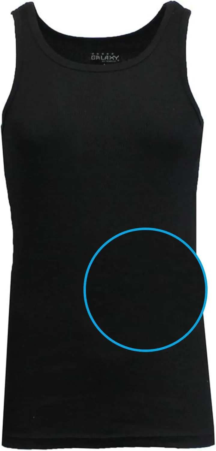 Galaxy by Harvic Single and 3-Pack Mens Heavy-Weight Ribbed Tank Tops