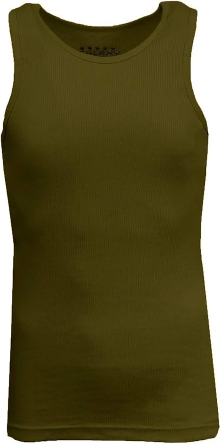 Galaxy by Harvic Single and 3-Pack Mens Heavy-Weight Ribbed Tank Tops