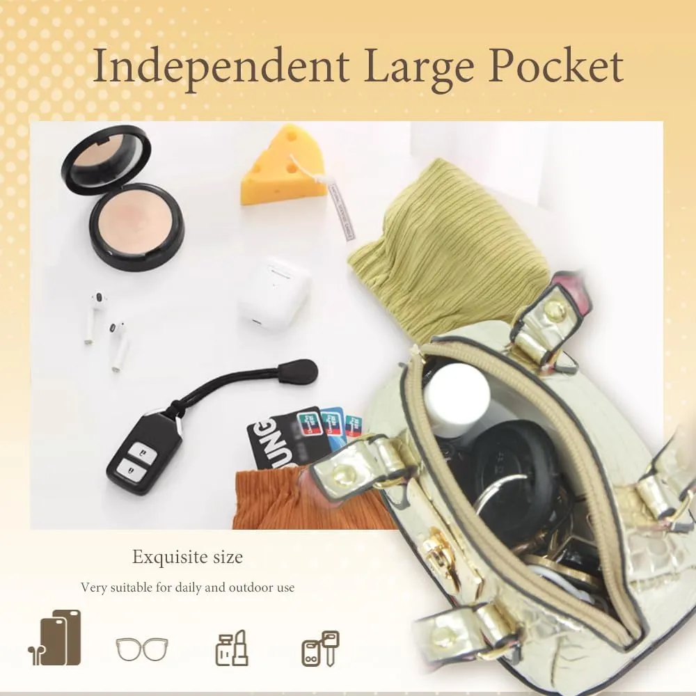 Geerlaqaly Mini Handbag Keychain, PU Leather Crocodile Pattern, Small Change Pouch Coin Purse with Chain harness