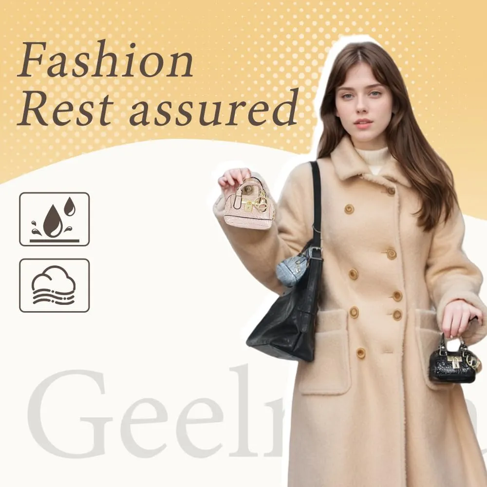 Geerlaqaly Mini Handbag Keychain, PU Leather Crocodile Pattern, Small Change Pouch Coin Purse with Chain harness
