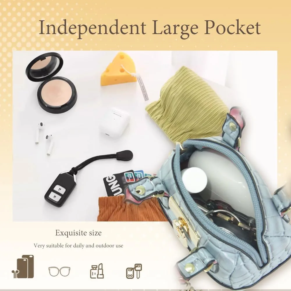 Geerlaqaly Mini Handbag Keychain, PU Leather Crocodile Pattern, Small Change Pouch Coin Purse with Chain harness