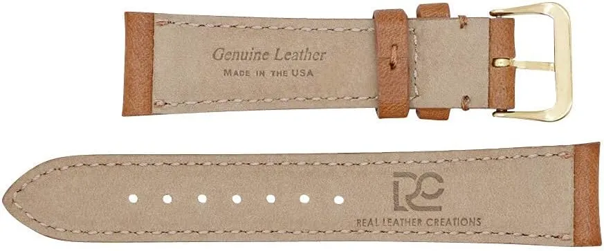 Genuine Leather Watch Band Leather Watch Strap with Hand-Painted Edges | Leather Watch Band with Interchangeable Gold And Silver Buckles & Complementary Spring Bars