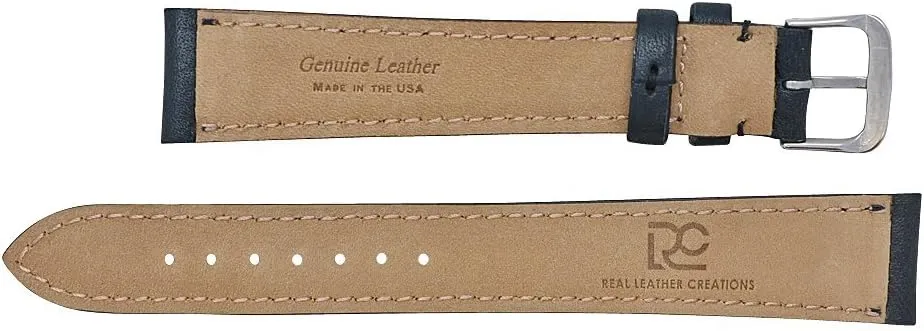 Genuine Leather Watch Band Leather Watch Strap with Hand-Painted Edges | Leather Watch Band with Interchangeable Gold And Silver Buckles & Complementary Spring Bars
