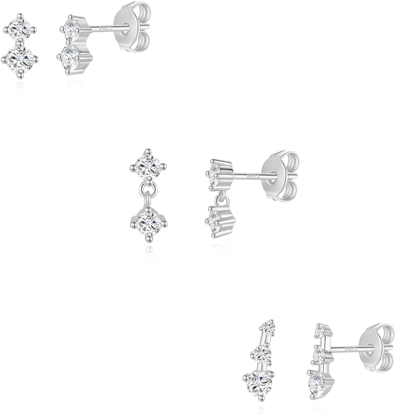 GEORGESMITH Stud Earrings for Women,Earring Sets for Multiple, 3 Pairs Earrings Set Dainty Ear Crawler Earrings for Women