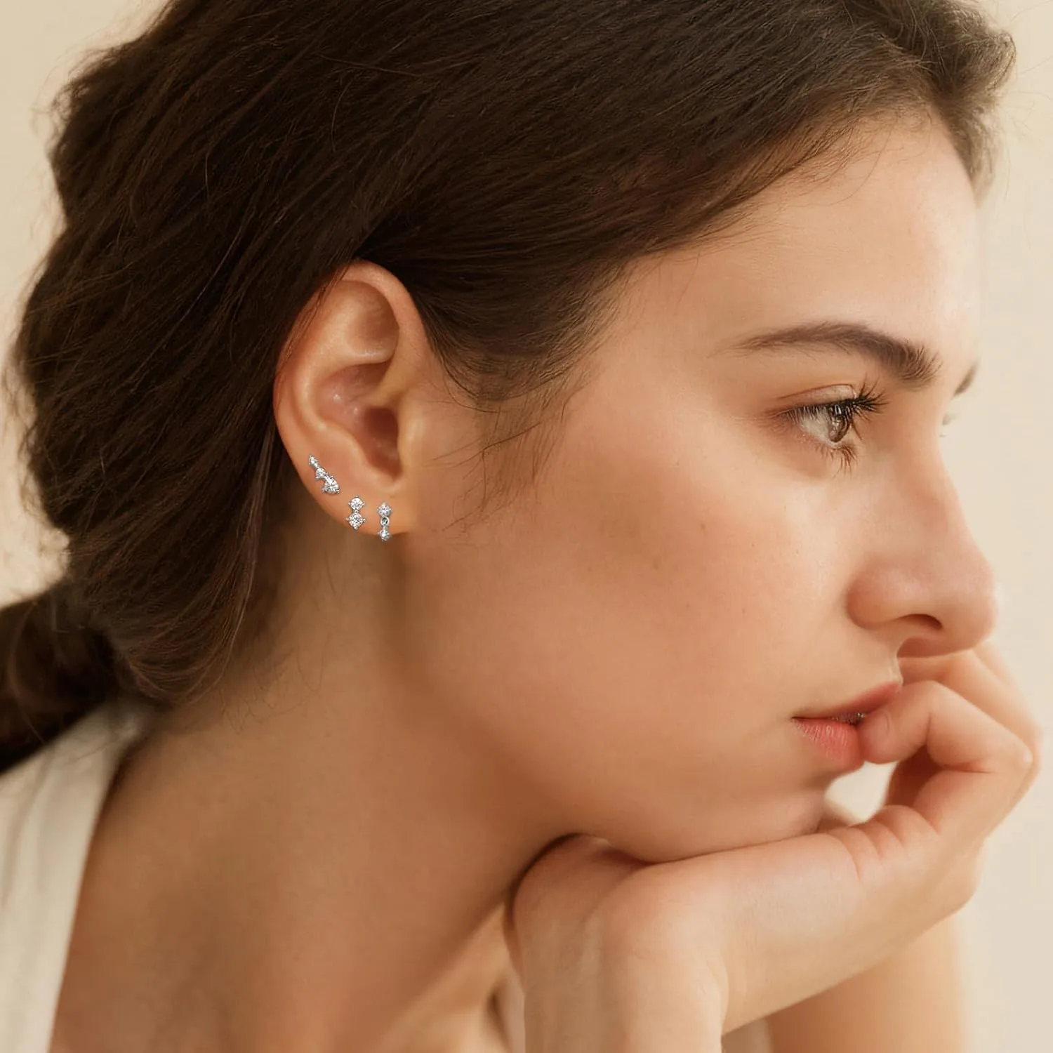 GEORGESMITH Stud Earrings for Women,Earring Sets for Multiple, 3 Pairs Earrings Set Dainty Ear Crawler Earrings for Women