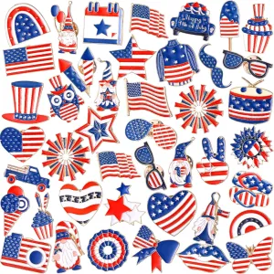 Giegxin 40 Pcs American Flag Pins Bulk 4th of July Lapel Pins Gift USA Pin for Backpacks Red White and Blue Brooch Patriotic Gift for Clothes Bags Accessories