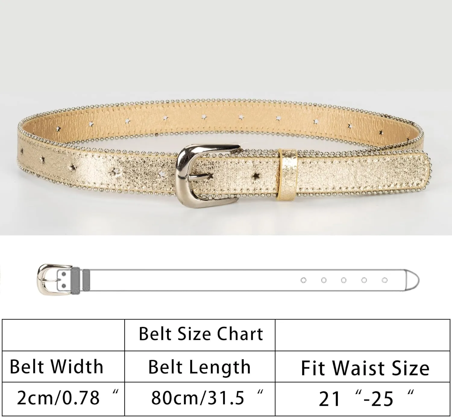 Girls Cute Pentagram Waist Belt - Adjustable Kids Thin Belts with Alloy Pin Buckle Skinny PU Waistband for Jeans Dress