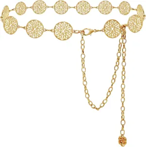 Glamorstar Chain Belts for Women Hollow Metal Waist Chain Belts Dress Belt for Her
