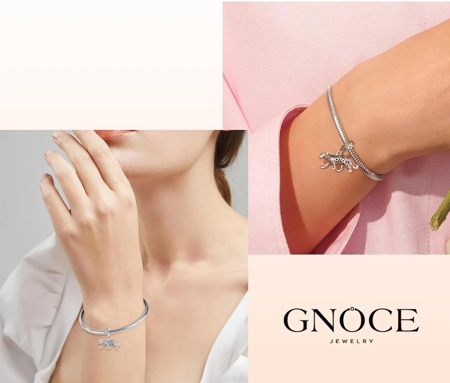 GNOCE Anmial Charm Bracelet for Her, S925 Sterling Silver Bead Charm Fit Bracelet/Necklace for Women Girls Wife Daughter/Jewelry Gift