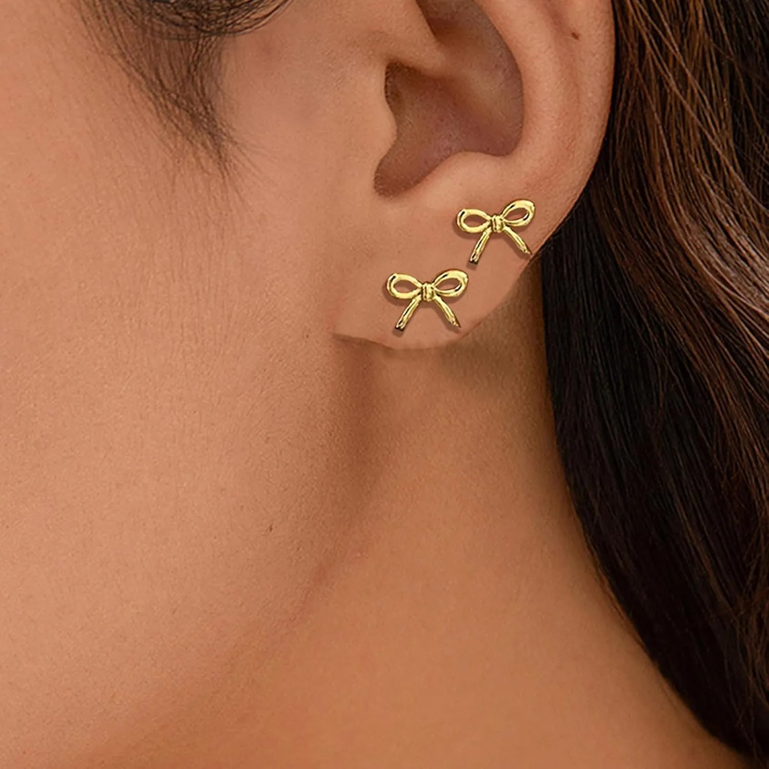 Gold Bow Stud Earrings Small Gold Stud Earrings for Women10mm/15mm/20mm Hypoallergenic Bow Earrings for Women Cute Christmas Stud Earrings for Women