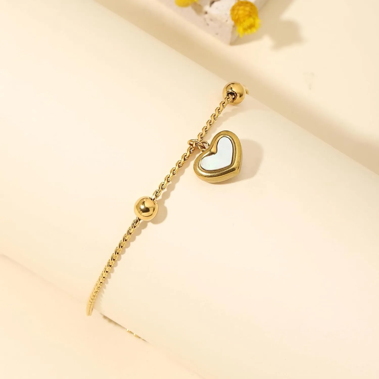Gold Charm Bracelet for Women 14k Gold Plated Dainty Gold Bracelet for Women Chain Link Bracelet Tennis Bracelet with Cubic Zirconia Diamond Adjustable Bracelets for Women