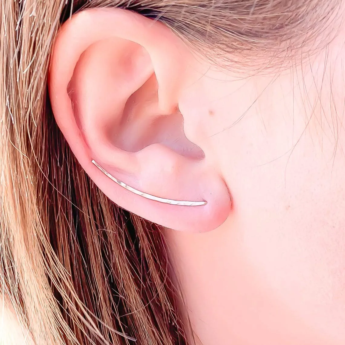 Gold Ear Climber, Dainty Ear Crawler, Ear Cuff, Gold Filled Earrings, Minimalist Earrings, Ear Climbers, Gold Earrings (Long, 14K Gold Filled)
