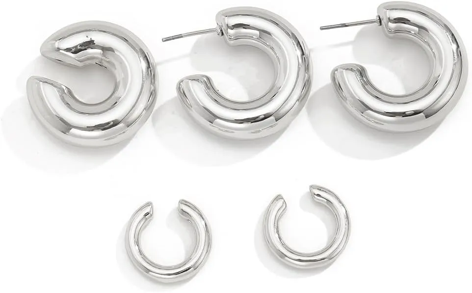 Gold Huggie Hoop Earrings for Women Chunky Hoop Earrings Sets Dainty Thick Huggie Hoop Trendy Hoop Earring Hypoallergenic Chunky Hoops Earring Ear Cuffs Earrings Jewelry