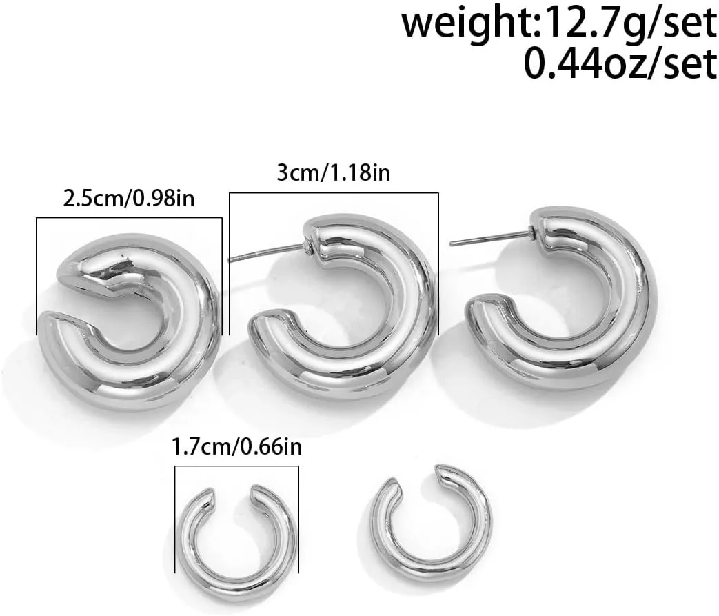 Gold Huggie Hoop Earrings for Women Chunky Hoop Earrings Sets Dainty Thick Huggie Hoop Trendy Hoop Earring Hypoallergenic Chunky Hoops Earring Ear Cuffs Earrings Jewelry