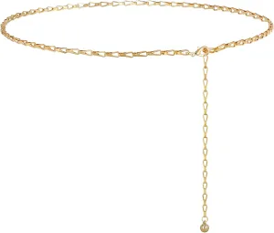 Gold Metal Waist Chain for Women - Adjustable Body Chain with Link Belts for Dress & Jeans
