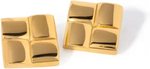 Gold Silver Statement Chunky Button Stud Earrings Vintage Geometric Square Button Earrings Dainty Jewelry Gift for Women