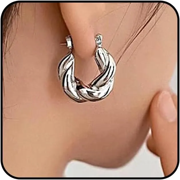 Gold Twist Small Hoop Earrings for Women Chunky Unique Twisted Round Huggie Statement Earrings Minimalist Twist Hoop Earrings Charm Jewelry Gift