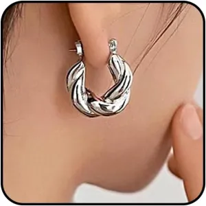 Gold Twist Small Hoop Earrings for Women Chunky Unique Twisted Round Huggie Statement Earrings Minimalist Twist Hoop Earrings Charm Jewelry Gift