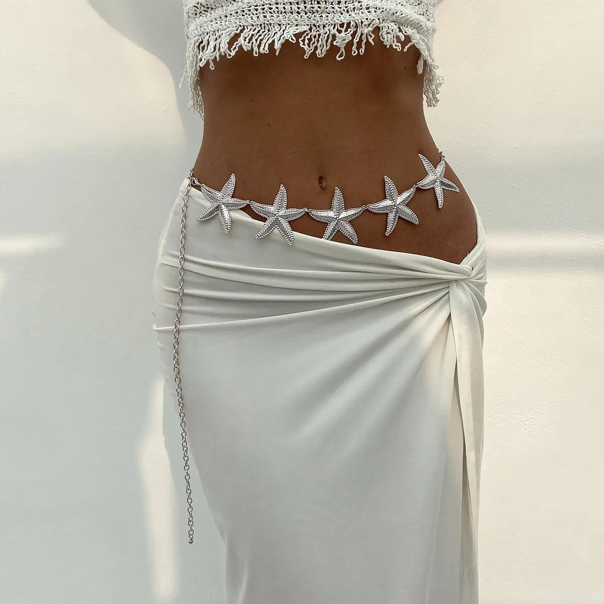 Gold Waist Chain for Women Starfish Shell Body Chain Belly Linnk Waist Summer Beach Ocean Jewelry