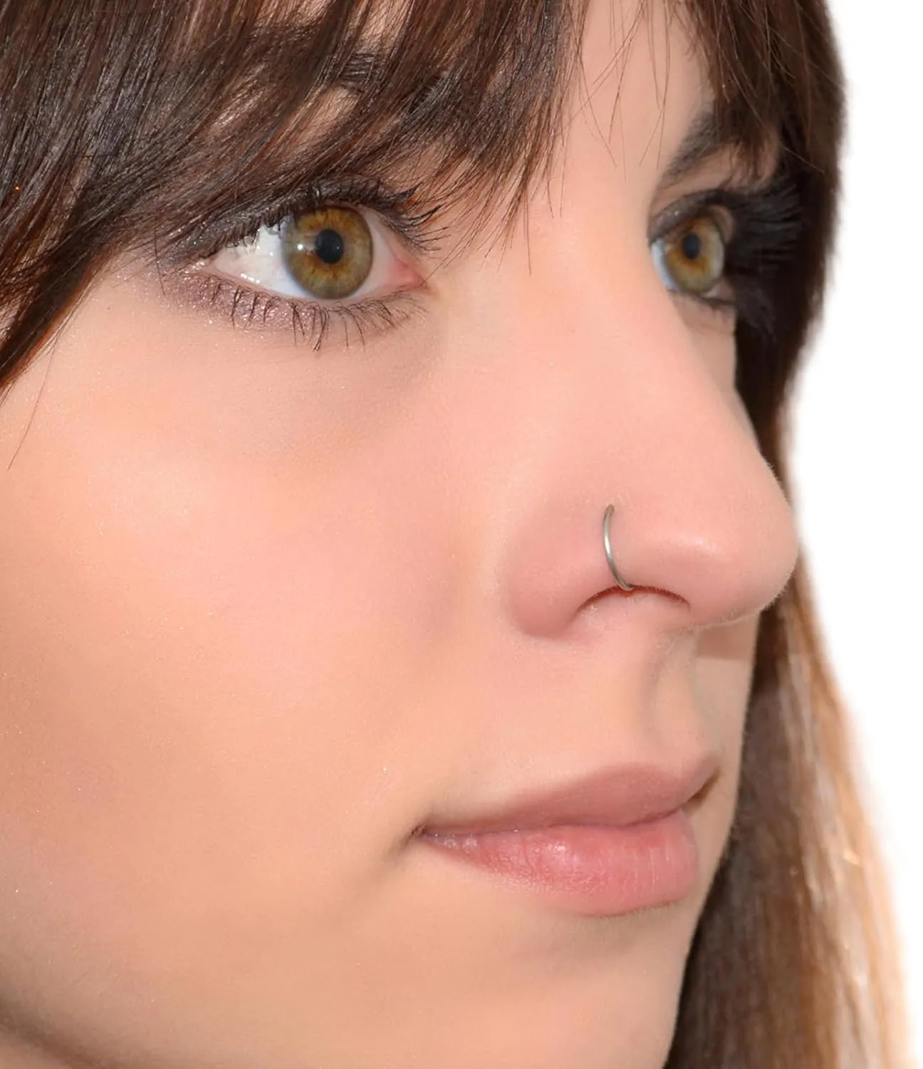Grade 23 Titanium Nose Rings Hoops Body Piercing Rings Helix Cartilage Rook Earrings 20G 18G 16G, Diameter 6mm-10mm Black/Silver/Gold/Rose Gold/Pink