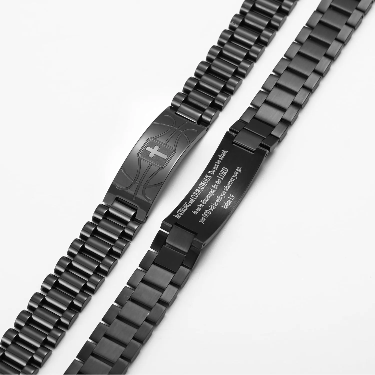 Graduation Gifts for Him Bracelets for Men Boys Basketball Cross Bracelet Masculine Stainless Steel Watch Band Engraved Bible Verse Baptism Christian Jewelry Graduation Gifts