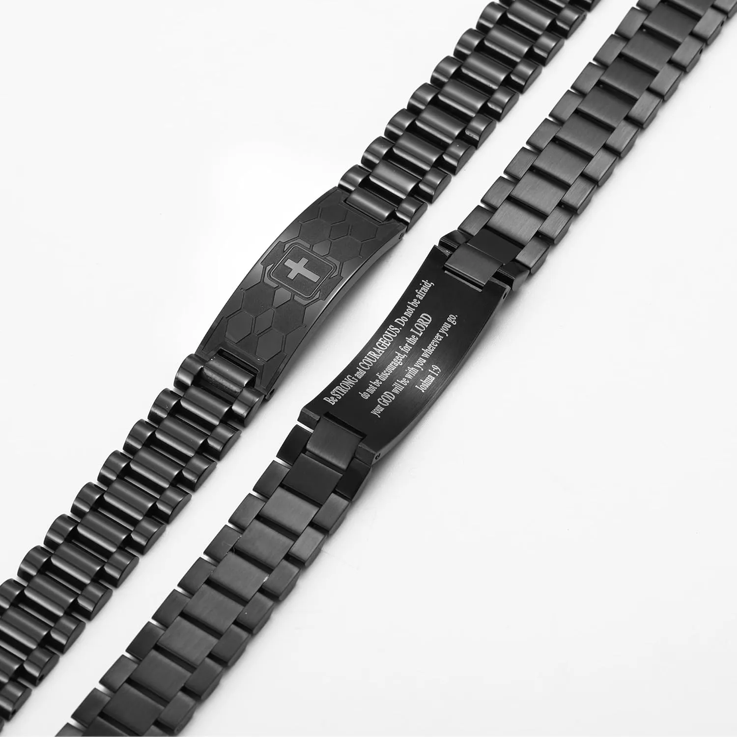 Graduation Gifts for Him Bracelets for Men Boys Soccer Cross Bracelet Masculine Stainless Steel Watch Band Engraved Bible Verse Baptism Christian Jewelry Graduation Gifts