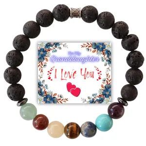 Granddaughter Gifts from Grandma & Grandpa | 7 Chakra Bracelet Natural Stone | Bead Bracelets for Teens | Little Girls' Jewelry | Gifts for Teen Girls | Baptism Gifts for Girl | Birthday Gifts