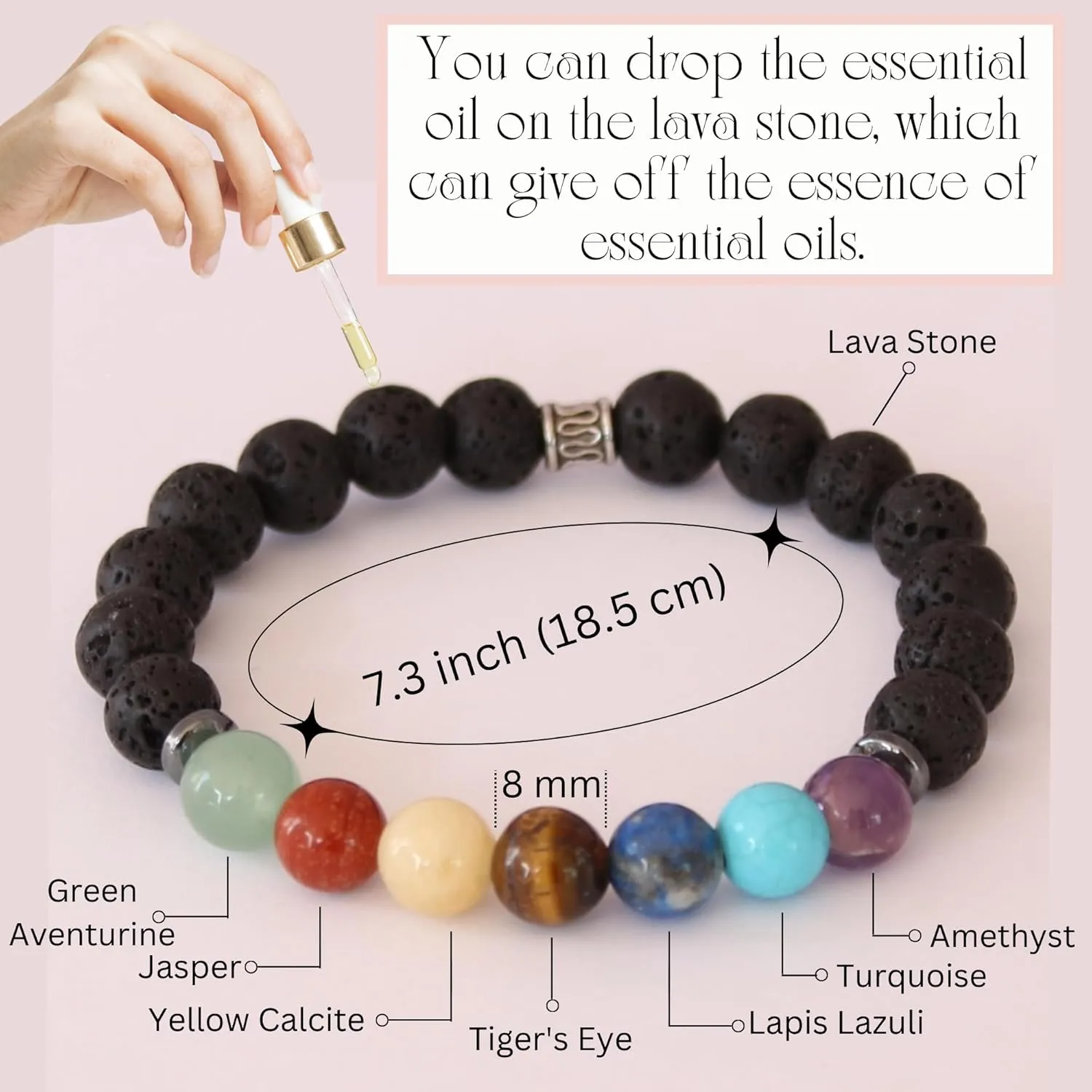 Granddaughter Gifts from Grandma & Grandpa | 7 Chakra Bracelet Natural Stone | Bead Bracelets for Teens | Little Girls' Jewelry | Gifts for Teen Girls | Baptism Gifts for Girl | Birthday Gifts