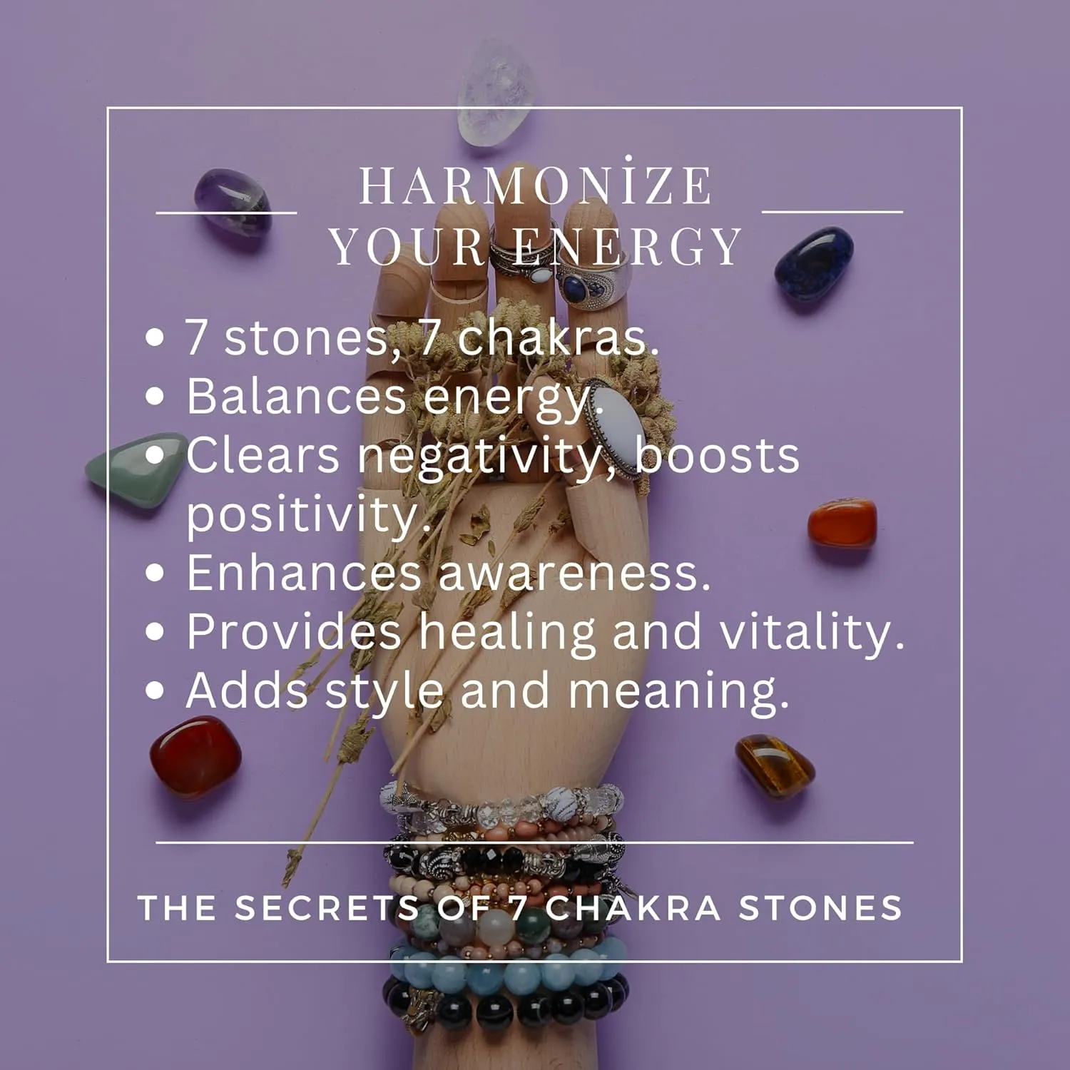 Granddaughter Gifts from Grandma & Grandpa | 7 Chakra Bracelet Natural Stone | Bead Bracelets for Teens | Little Girls' Jewelry | Gifts for Teen Girls | Baptism Gifts for Girl | Birthday Gifts