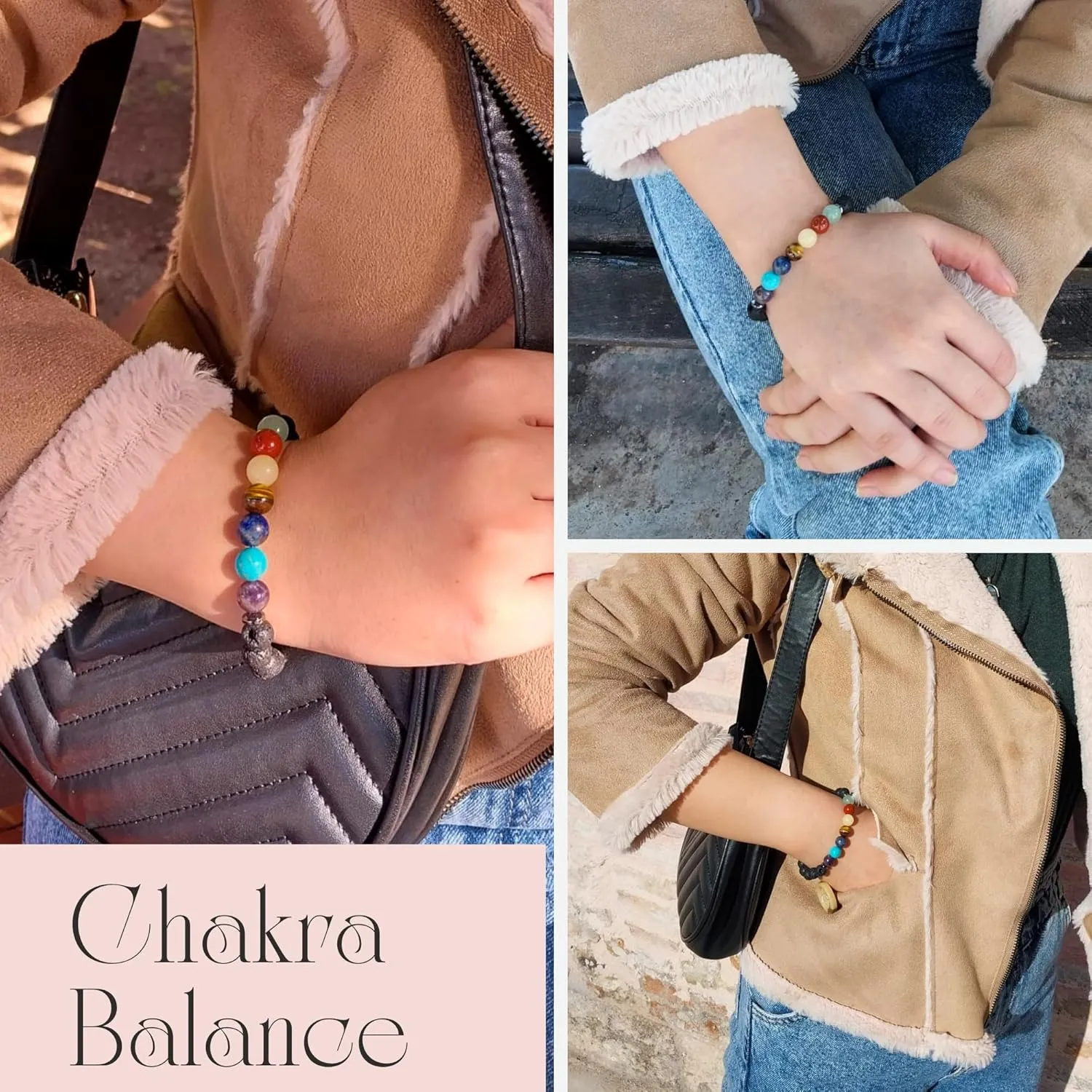 Granddaughter Gifts from Grandma & Grandpa | 7 Chakra Bracelet Natural Stone | Bead Bracelets for Teens | Little Girls' Jewelry | Gifts for Teen Girls | Baptism Gifts for Girl | Birthday Gifts