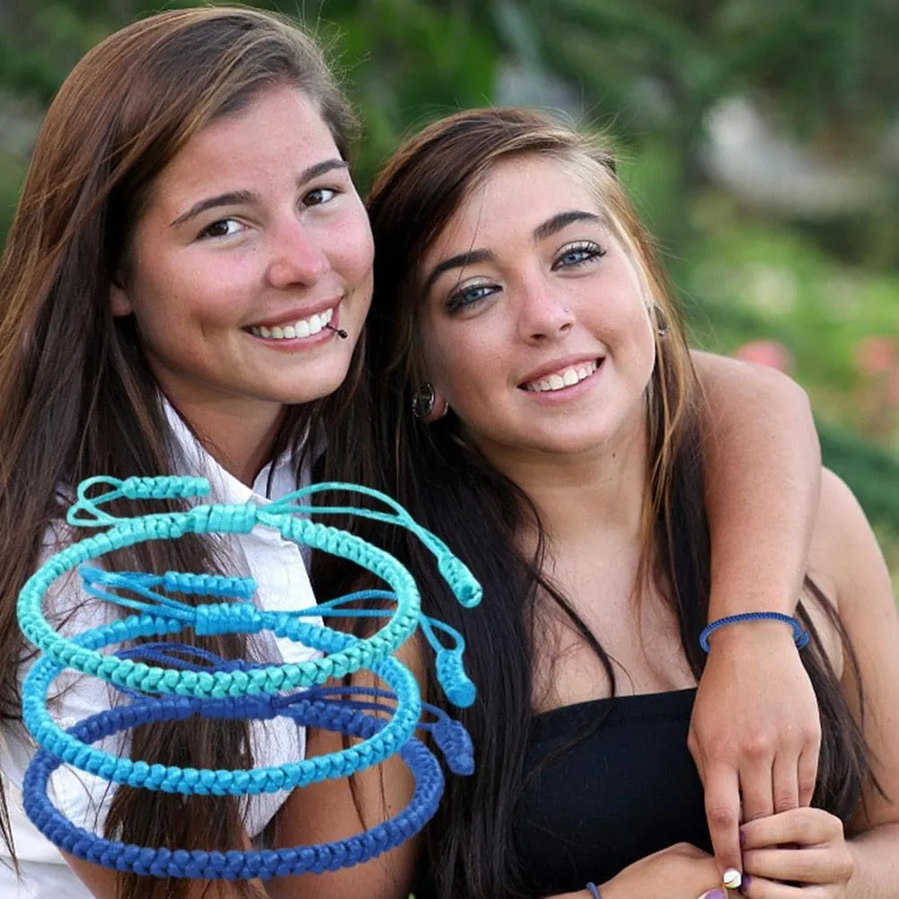 Handmade Blue Friendship Bracelet  Adjustable Braided Cord, Tibetan String Amulet, Protection Lucky Charm for Women and Men, Meaningful Friendship Gift