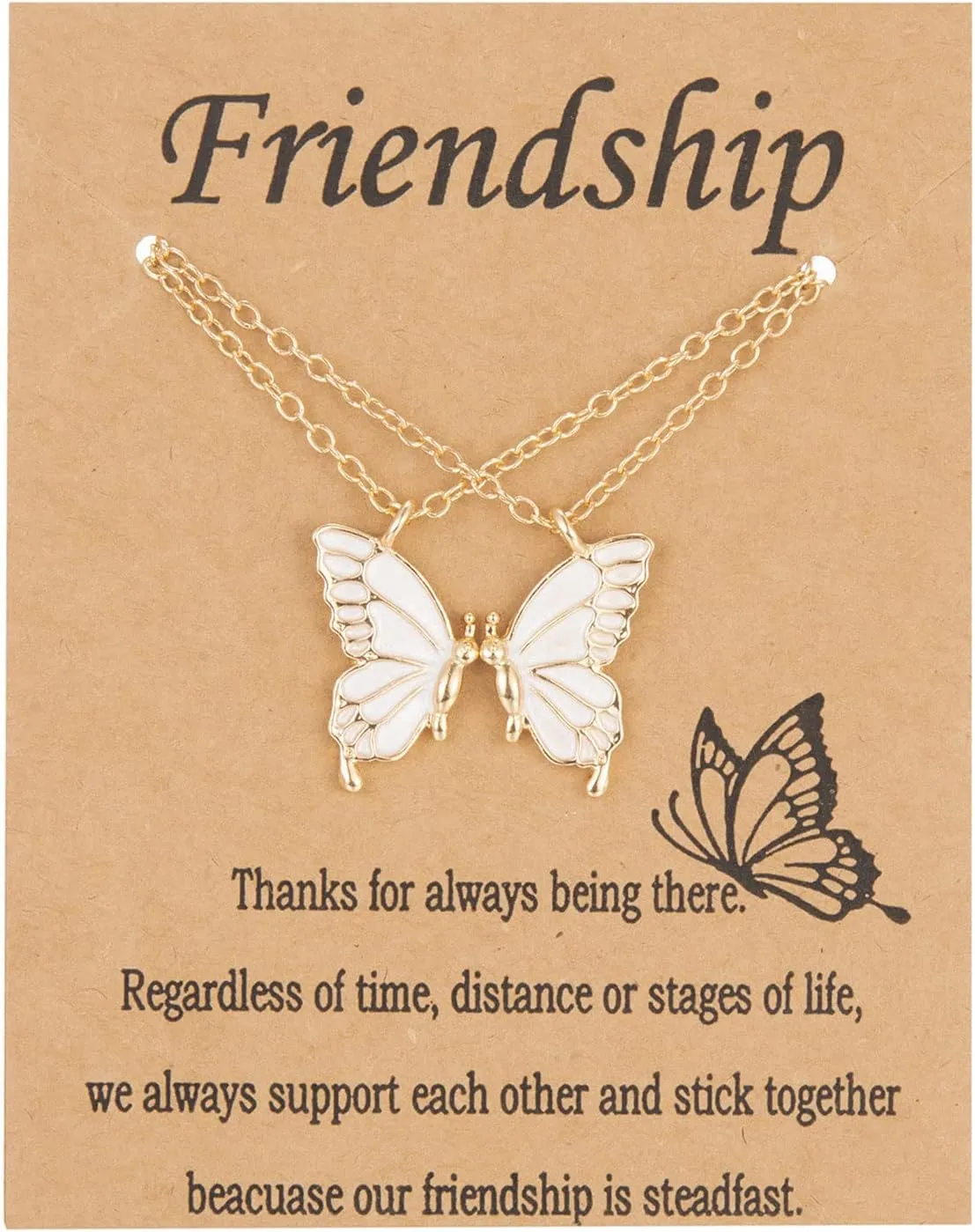 Harry and Henry Friendship Necklace for 2 Butterfly Matching Necklace for Women