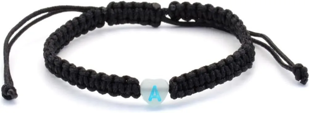 Heart Initial Bracelets for Women Men Initial Glow in the Dark Bracelet Adjustable Handmade Rope Letter A-Z Bracelet Halloween Jewelry Gift