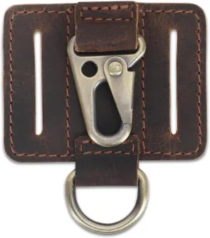 Heavy Duty EDC Leather Key Ring Keychain Holder with Belt Loop, Key Fob Holder and Belt Clip for Men Brown