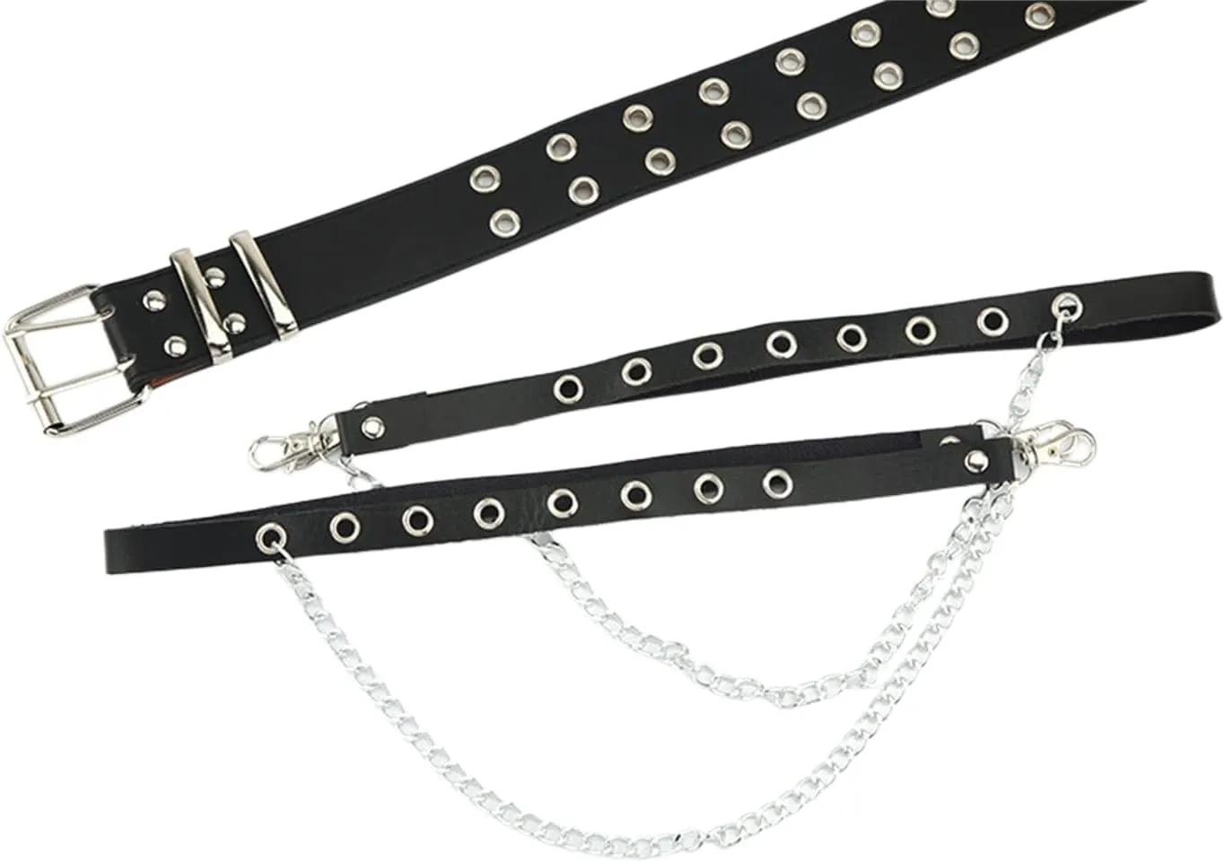 HeiBai Xiong Punk Goth Belts Rock Leather Waist Chain Belt For Women