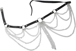 HeiBai Xiong Punk Goth Belts Rock Leather Waist Chain Belt For Women