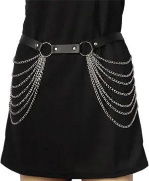 HeiBai Xiong Punk Goth Belts Rock Leather Waist Chain Belt For Women