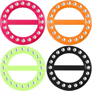 HESTYA 4 Pcs T Shirt Clips Scarf Ring Plastic 80s Decoration Fashion Circle Clips Buckle Clothing for Women Hat Scarf Dress Accessories