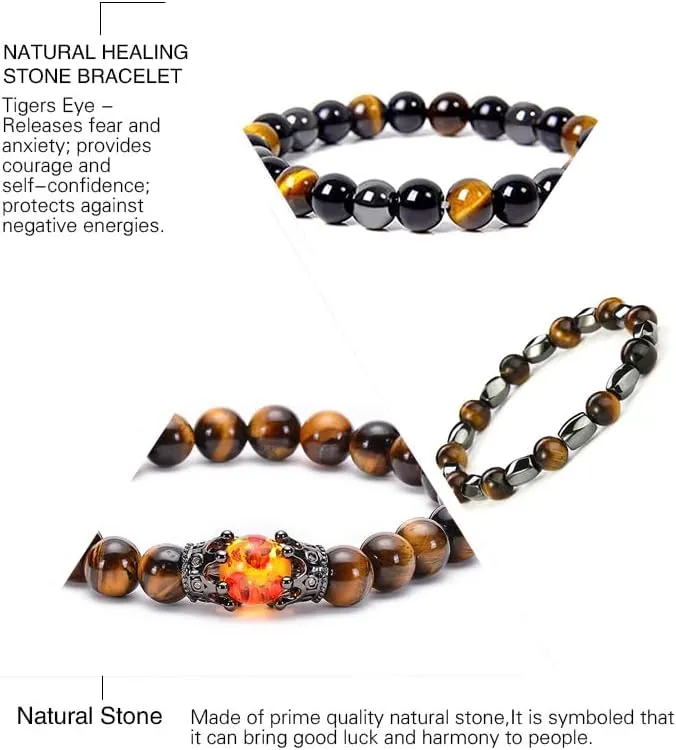 Histone Germanium Lymphatic Detox Bracelet For Women, Natural Stone Beads Layered Lymphatic Drainage Health Energy Healing Bracelets Adjustable Crown Beaded Gift Jewelry