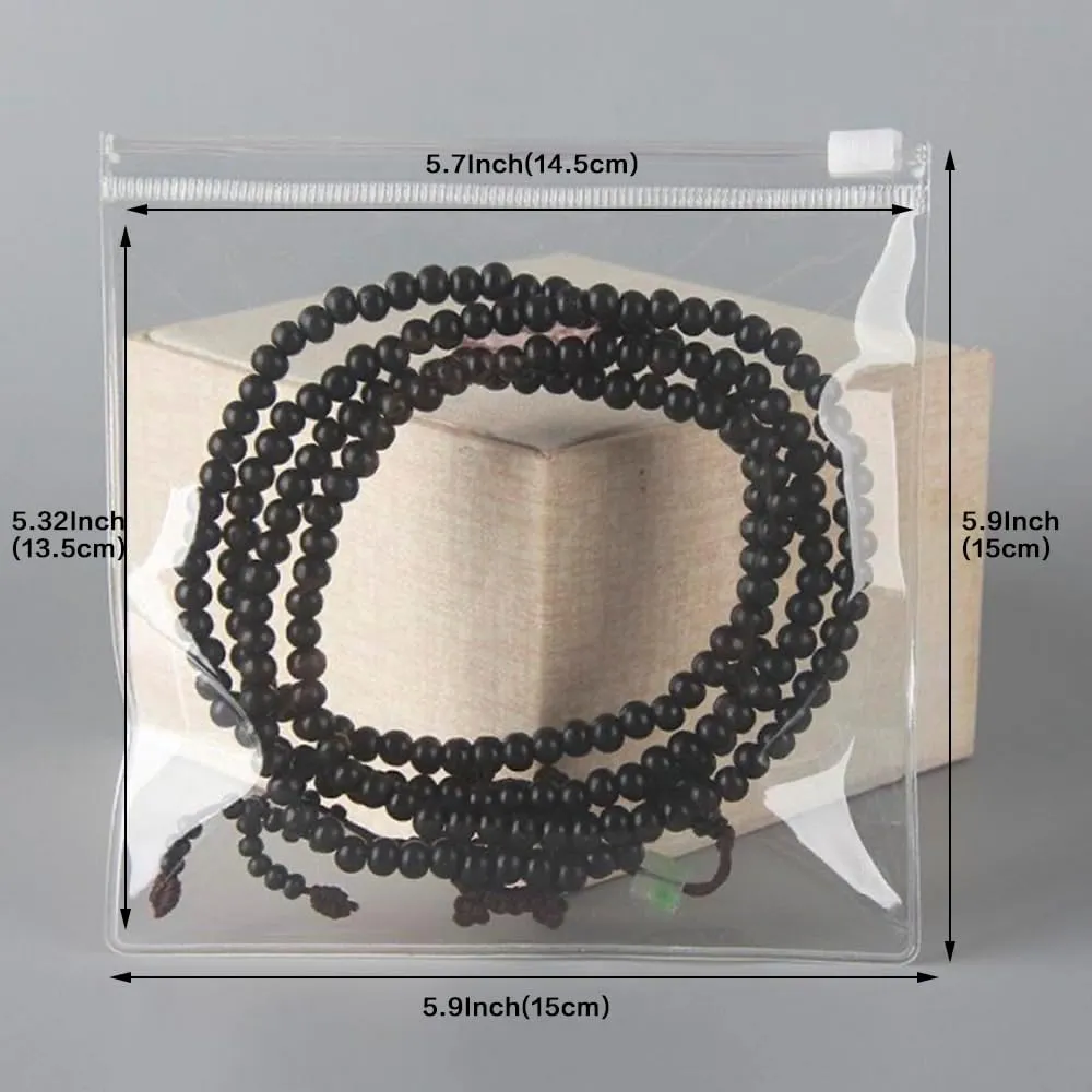 HSLFUAI 50PCS Transparent Zip Lock PVP Bags Square Clear Zipper Jewelry Pouches Earring Bracelet Storage Organizer (15 * 15cm 5.9 * 5.9 inch)